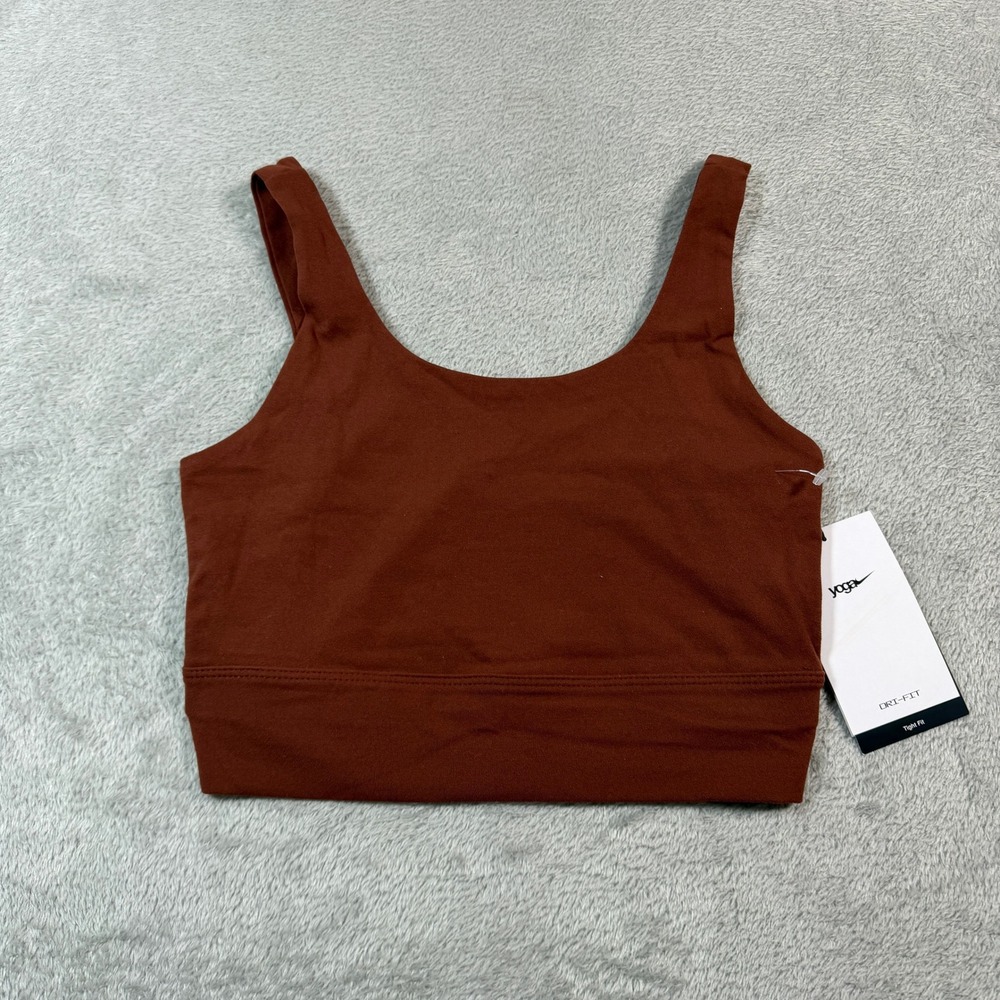 Nike Yoga LUXE Infinalon Crop Tank Top Womens Maroon XS Tight Fit CV0576-217 NWT